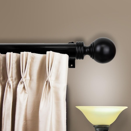 Central Design 1.5 in. Serena Curtain Rod with 115 to 165 in. Extension, Black 150-04-115-2